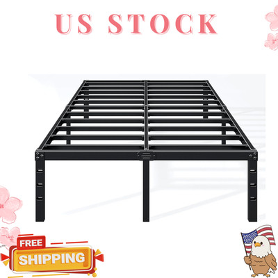 NEW 12 Inch Full Bed Frame Sturdy Metal Platform Full Size No Box Spring Black,