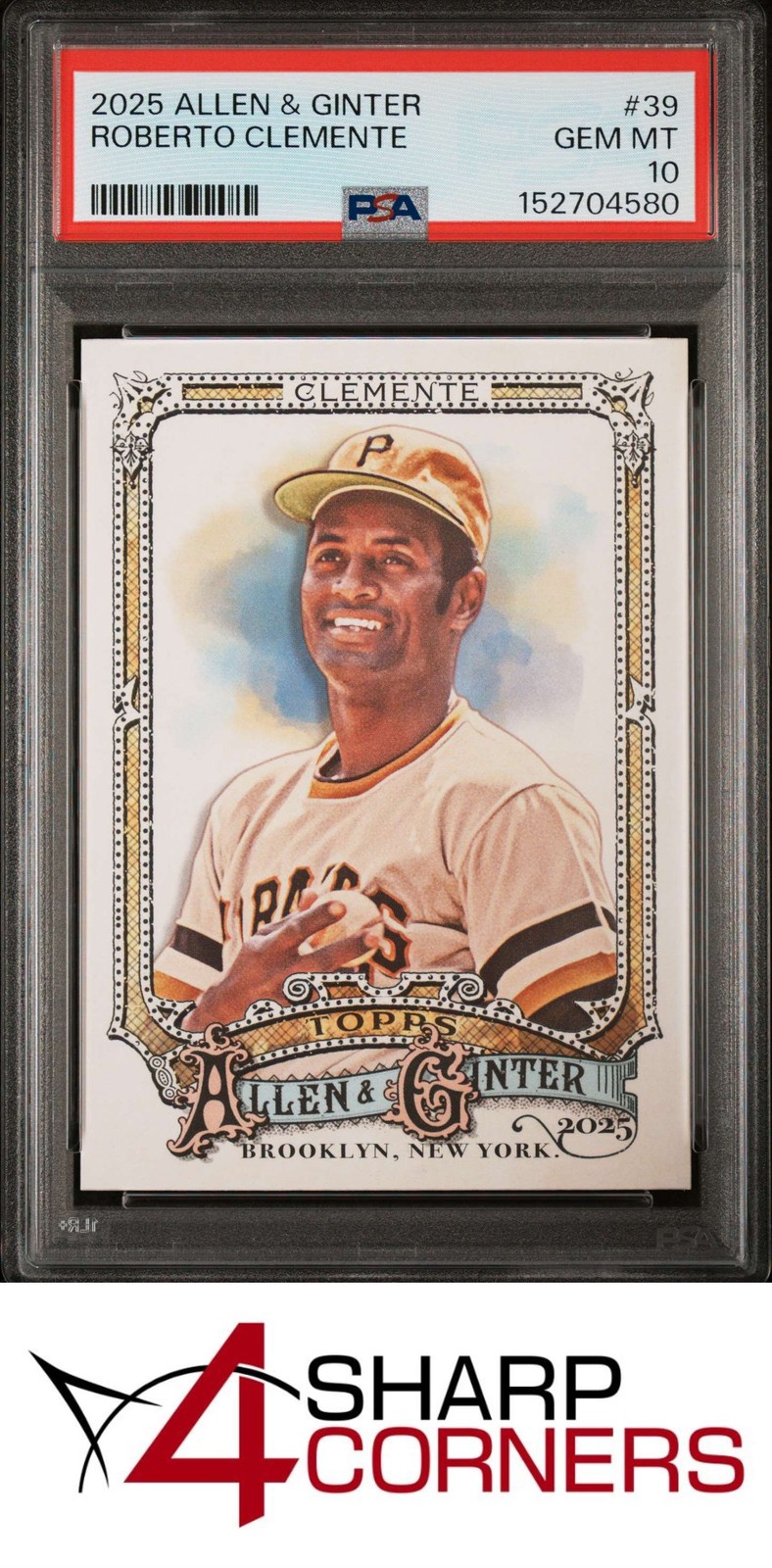 2025 TOPPS ALLEN & GINTER #39 ROBERTO CLEMENTE HOF PSA 10