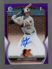 2023 Jake Cunningham Bowman Chrome Draft Auto Purple Refractor 59/250 Orioles