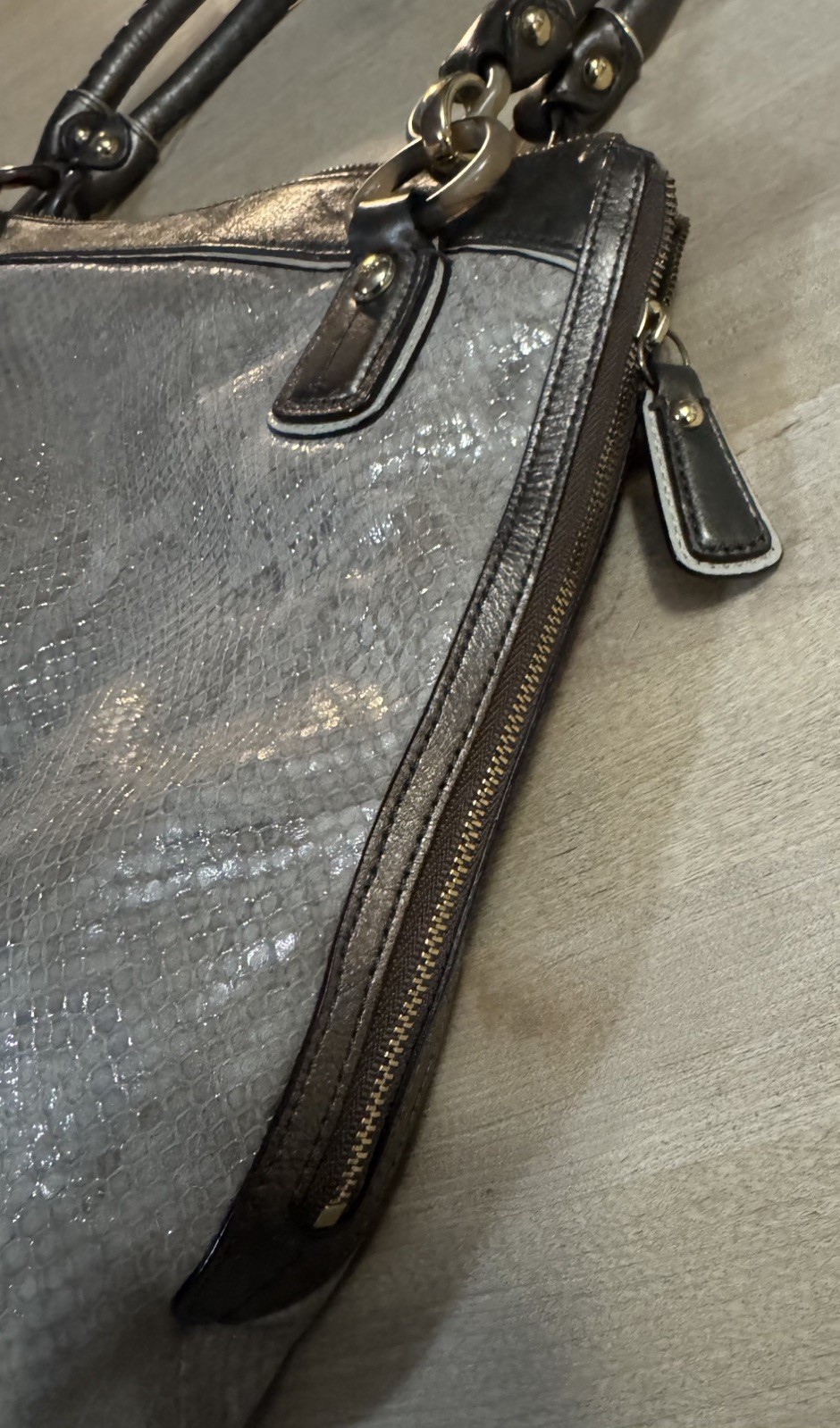 COACH KRISTIN Embossed Python Leather Shoulder To… - image 7