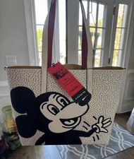 Coach Disney Mickey Mouse X Keith Haring Highline Tote Leather Bag - Chalk NWT