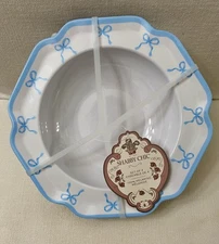Shabby Chic Rachel Ashwell  Melamine Bowls Blue Ribbon Cottage Bows