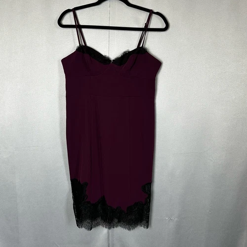 UNDERCOVER Abito donna vintage Victoria Secret prugna viola nero pizzo lingerie slip 8