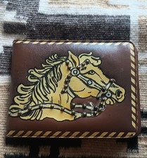 1950s Vintage Handcrafted Horse Wallet brown