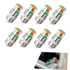 Car Tire Pressure Monitor Valve Stem Caps, 2.4Bar 36PSI Tire 8 PCS Silver
