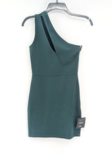 Lulus Green Down to Party One Shoulder Sleeveless Mini Bodycon Dress Size XS
