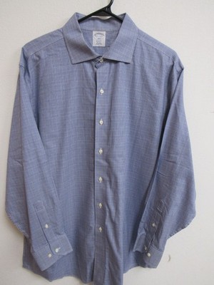 Brooks Brothers Regent Blue Check Long Sleeve Button-Up Shirt 17.5-4/5