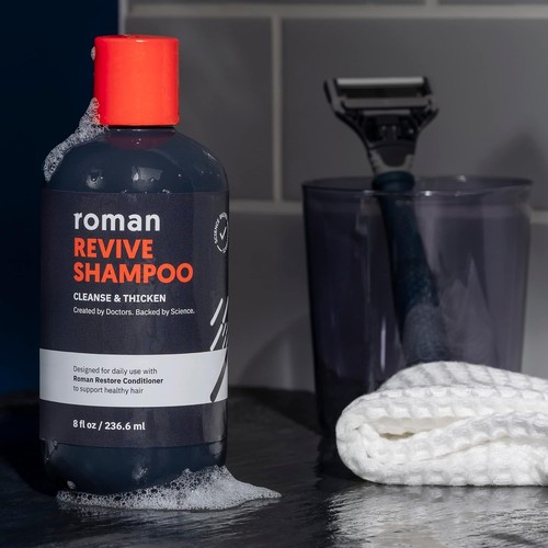 Roman Revive Shampoo für Männer 8 flüssige Unzen dickeres Haar Koffein Kürbiskernöl neu - Bild 4 von 7