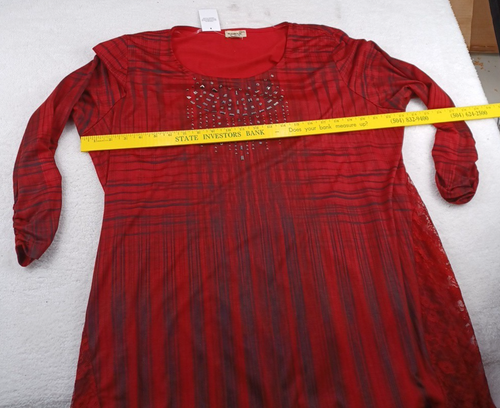 One World Red Black Lace Tunic Shirt XXL MSRP $34.99 New NWT - 第 4/15 張圖片