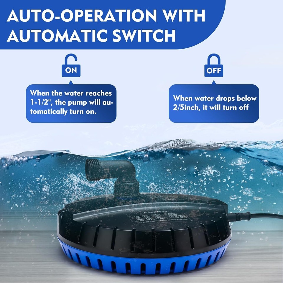 Automatic Pool Cover Pump 115V Submersible Water Sump Pump for Pool