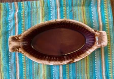McCoy  Pottery Brown Drip Oval Au Gratin/Casserole Dish 11”x 5” Oven Proof VTG