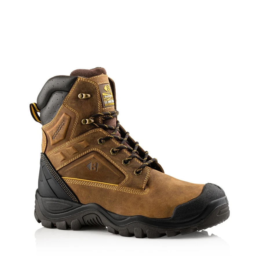 BuckBootz BSH011 High Leg Safety Boots Buckshot Buckler Boots 6 - 13 Brown