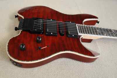 New Red Headless Electric Guitar with Abalone Inlay,Rosewood Fretboard 6 string
