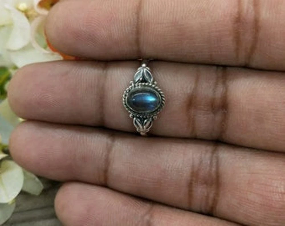 Labradorite 925 Sterling Silver Christmas Gift Ring Jewelry All Size EF 78