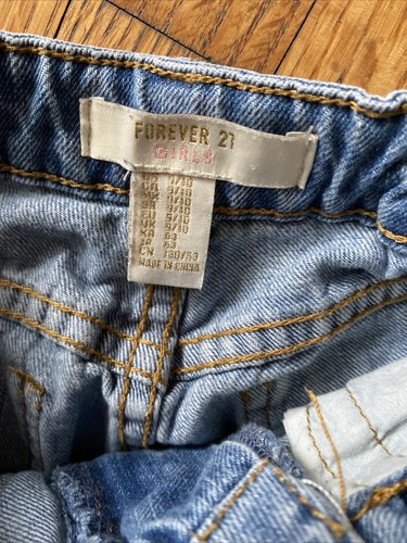 Forever 21 Girl’s Jeans Pants Adjustable Waist Distressed Denim Size 9 Kids - Picture 4 of 7