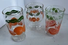 3 Vtg Anchor Hocking Similar Assortment of Orange Juice Glasses All W/ Oranges