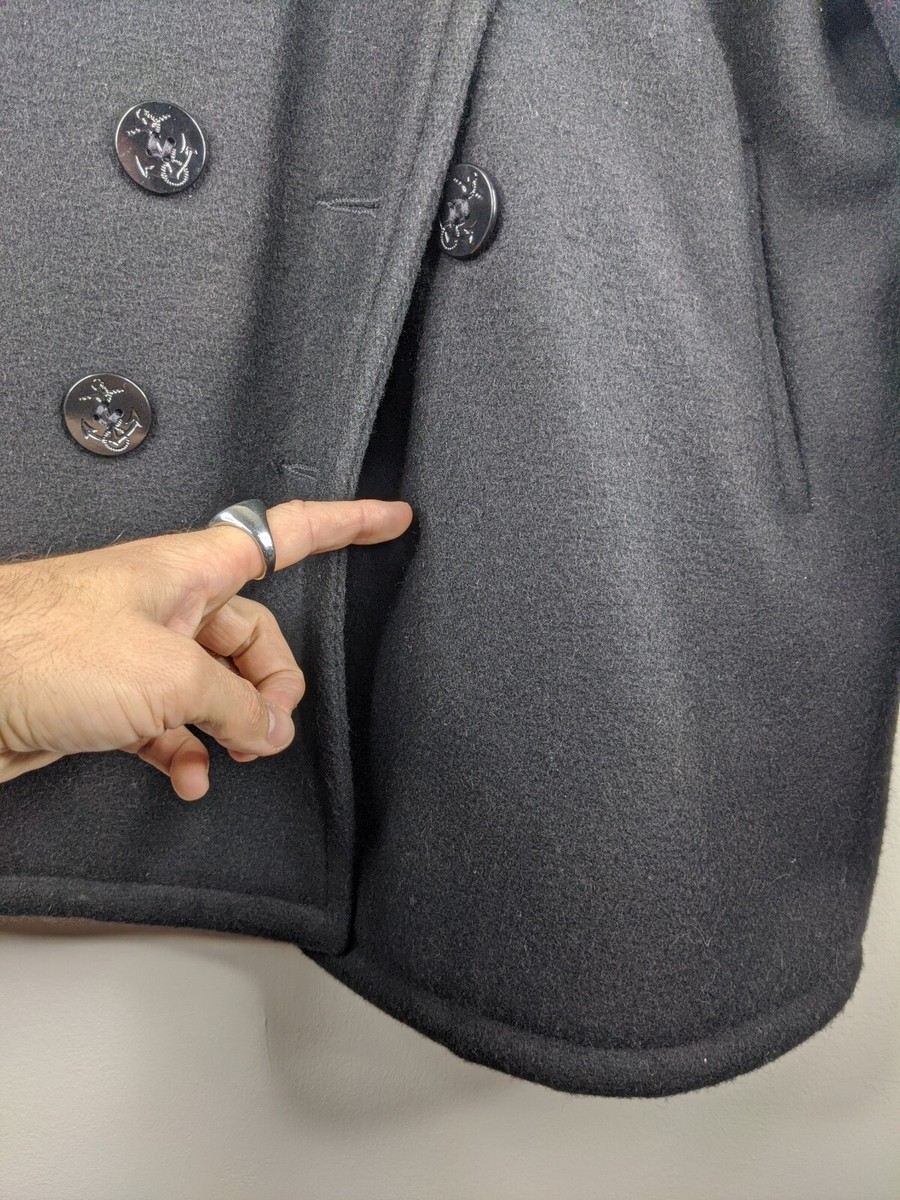 Schott US 740 Black Pea Coat Jacket USA Made Double Breasted