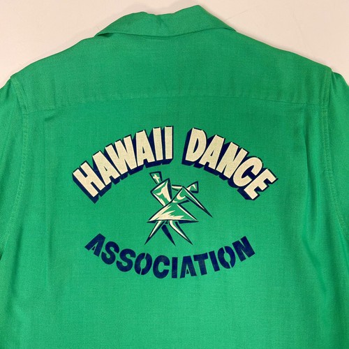Vtg 50s Waikiki Holiday Silk Rayon HAWAII DANCE Velvet Bowling Loop Collar Shirt - Picture 11 of 11