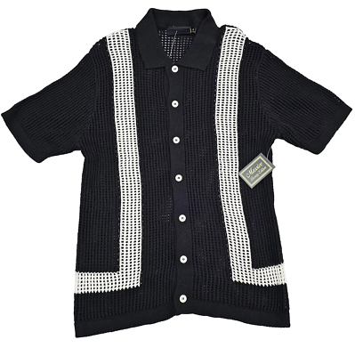 NWT Massive Luxury Edition Mens Sweater Black White Crochet Knit