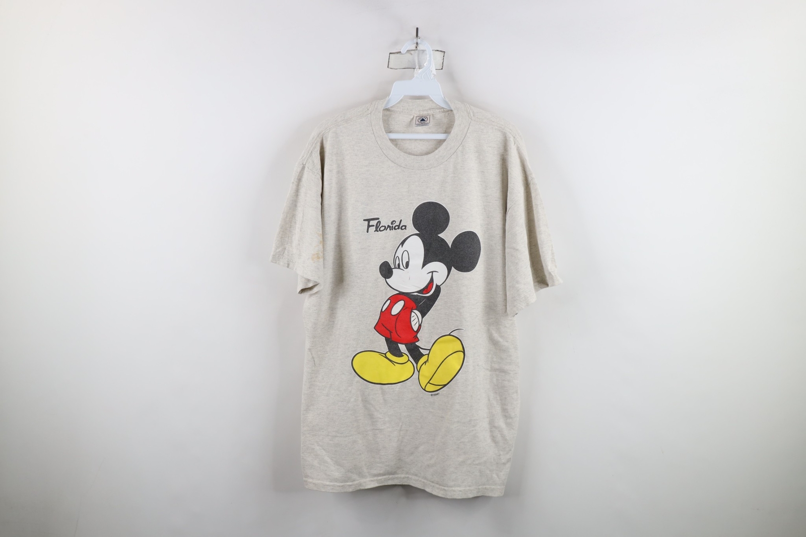ALTRA Vintage 90s Disney Mens Large Distressed Florida Mickey Mo Big Logo T Shirt