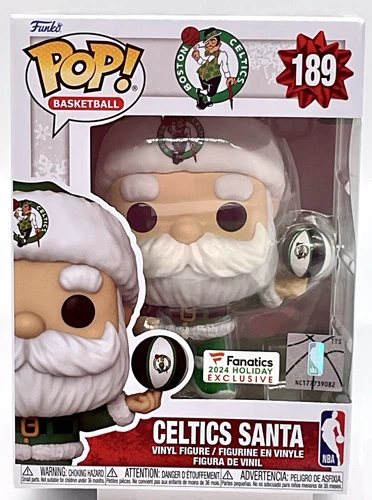 Celtics Santa Pop #189 NBA Boston Celtics Funko 2024 Fanatics Excl w/Protector