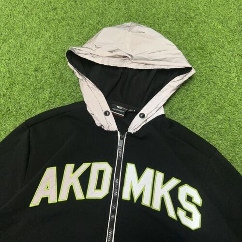 Vintage Akademiks Y2K 2000's Black Big Logo Spellout Size Large Full Zip Hoodie - Picture 2 of 7