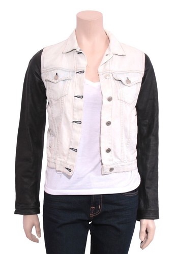 RAG \u0026 BONE Leather Trimmed Denim Jacket 