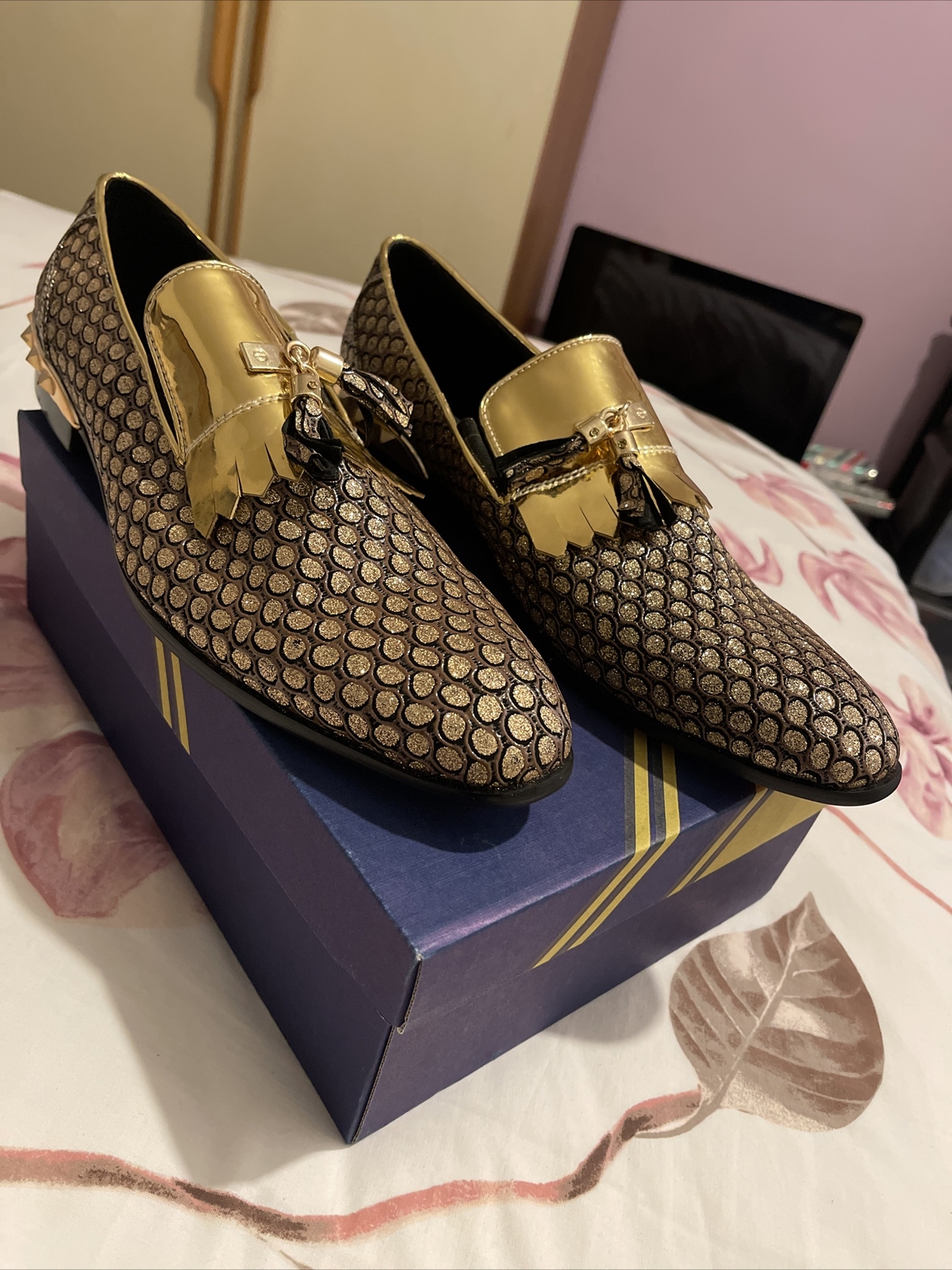 Zapatos de cuero con estampado Mancuello para hombre talla UK 10 1/2