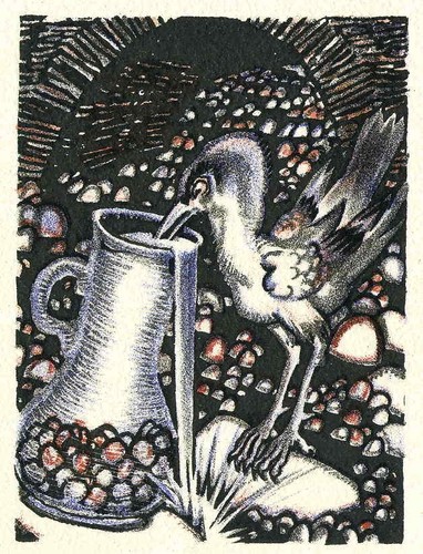 Die DURSTIGE KRÄHE - Ludwig H.JUNGNICKEL Original FarbLithographie 1919 - 第 1/1 張圖片