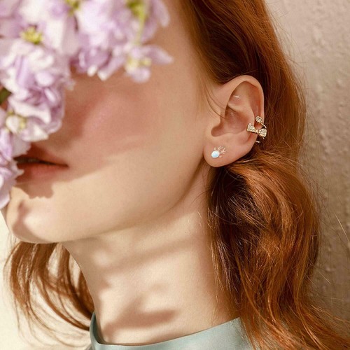 Mini Sterling Silver Reindeer Opal Stud Earrings Christmas Jewellery Rose Gold - Picture 5 of 5