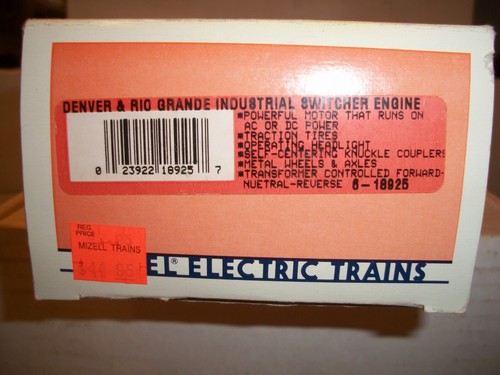 LIONEL DENVER & RIO GRANDE INDUSTRIAL O GAUGE SWITCHER ENGINE 6-18925 WITH BOX - Picture 8 of 8
