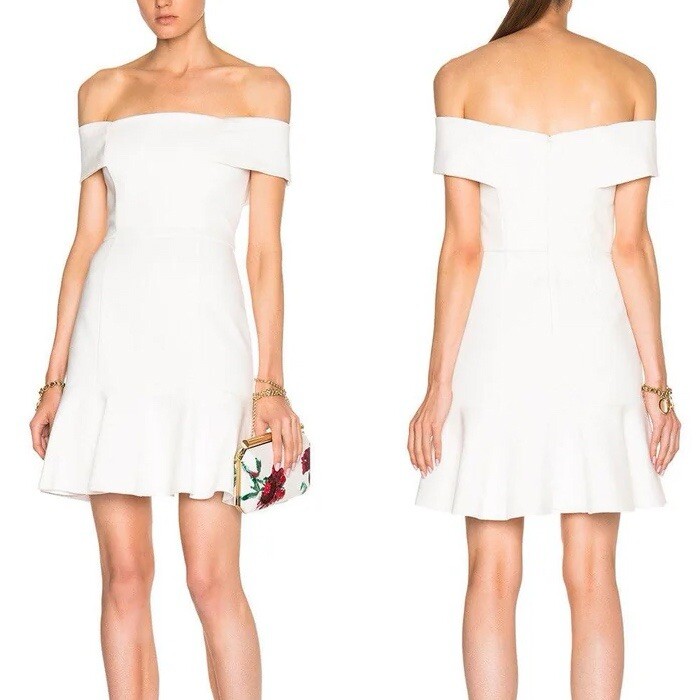 nicholas ponti off shoulder dress n/Nicholas NWT Ponti Off Shoulder Ivory Mini Dress M (8)