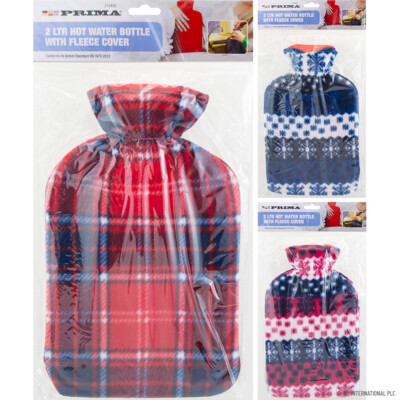 2L Hot Water Rubber Bottle With Warm Knitted Fleece Cover Winter Cold Pain Ach