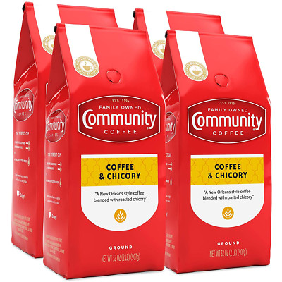 Community Coffee Coffee & Chicory Blend Coffee Medium Dark Roast Ground 32oz 4pc