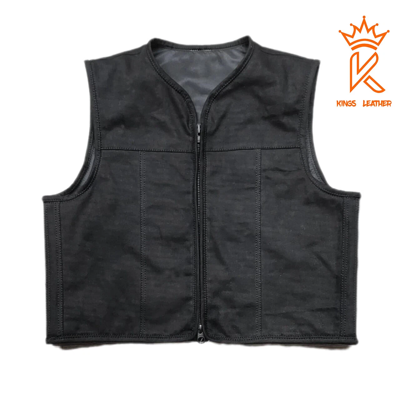 Men's Black Denim Club Motorcycle Vest Concealed Pockets Bike Riding Waistcoat