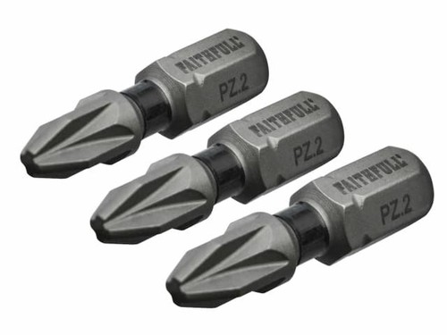 Faithfull - Pozi Impact Screwdriver Bits PZ2 x 25mm (Pack 3)