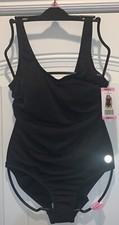 Hurley Ladies Full Coverage One Piece Swimsuit UPF 50 Sz Small Black NWT