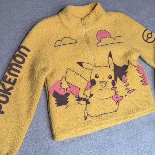 Pokemon Pikachu Girls Half Zip Gold Fleece Pullover Sweatshirt Size Medium 8 NWT - Picture 4 of 14
