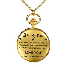 To my Dad Gold Tone Quartz Movement Pocket Watch Gift for Father's Day Birthday