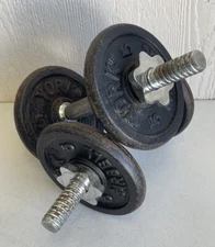 York Barbell Standard Vintage Dumbbell 4 5lb # Weights Handles Collars Lockdowns