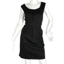 {MOSSIMO} Black Dress Sz. 18 LBD Sleeveless Stretch Pleated Lined Pockets Summer