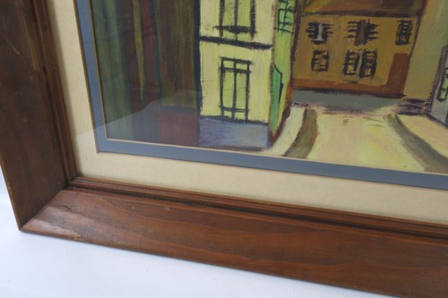Antique Oil Painting on Paper Unsigned Suburban New York Maurice Utrillo Style - Picture 6 of 9