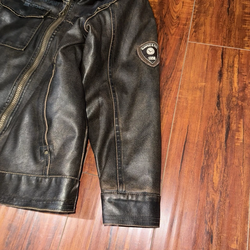 Hawke & Co 1958 приключения легенды ПВХ бомер куртка коричневый с подкладкой Sz M10/12 подержанные - Изображение 4 из 4