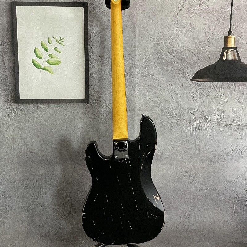 Vintage 1960 PB Bass Black Electric Bass Guitar HH Pickups 4
