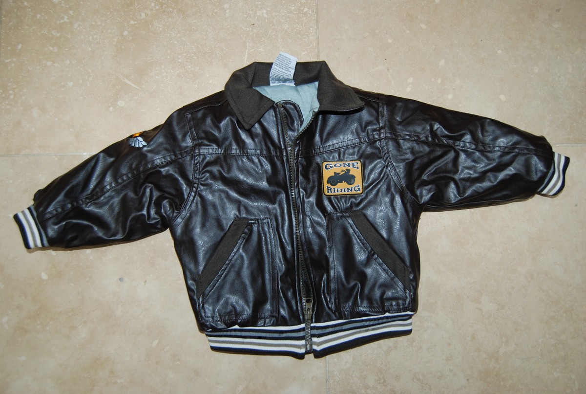 Brown Faux Leather Zip Front No Name Brand Motorcycle Bomber