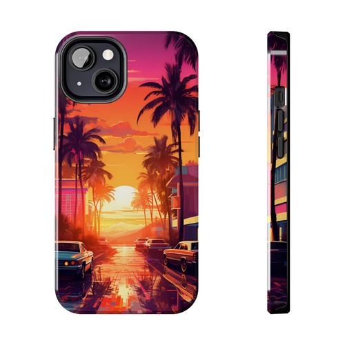 Miami Sunset Themed Cool Phone Case for iPhone 16 15 14 13 12 11 8 X iPhone Case - Picture 26 of 72