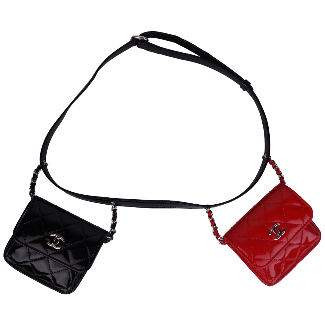 Chanel Patent Quilted Belt In Love Double Mini Flap Waist Chanel Patent Quilted Belt In Love Double Mini Flap Waist