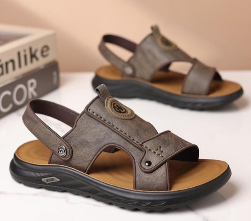 Zapatos de verano para hombre Peep Toe imitación cuero conducir caminar sandalias pantuflas estilo 2 - Imagen 8 de 10