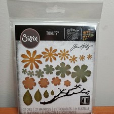 TH1 Tim Holtz Sizzix Dies Thinlits Small Tattered Florals 661806 New