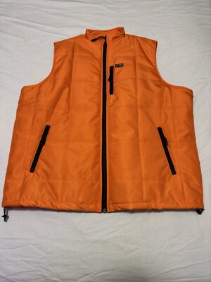 TFWベストZIPオレンジ FTP Orange Construction Streetwear Vest Size Large Zipper Logo